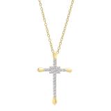 0.35 Carat (cttw) Round Diamond Ladies Cross Pendant 1/3 CT (Gold Chain Included) 10K Yellow Gold