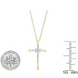 0.35 Carat (cttw) Round Diamond Ladies Cross Pendant 1/3 CT (Gold Chain Included) 10K Yellow Gold