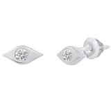 0.10 Carat (cttw) Round Lab Grown Diamond Ladies Evil Eye Stud Earrings 1/10 CT Sterling Silver