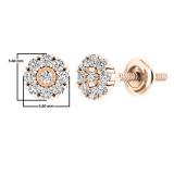 0.25 Carat (cttw) Round Lab Grown White Diamond Ladies Stud Earrings 1/4 CT 10K Rose Gold