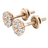 0.25 Carat (cttw) Round Lab Grown White Diamond Ladies Stud Earrings 1/4 CT 10K Rose Gold