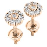 0.25 Carat (cttw) Round Lab Grown White Diamond Ladies Stud Earrings 1/4 CT 10K Rose Gold