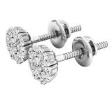 0.25 Carat (cttw) Round Lab Grown White Diamond Ladies Stud Earrings 1/4 CT 10K White Gold