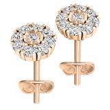 0.25 Carat (cttw) Round Lab Grown White Diamond Ladies Stud Earrings 1/4 CT 14K Rose Gold