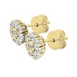 0.25 Carat (cttw) Round Lab Grown White Diamond Ladies Stud Earrings 1/4 CT 14K Yellow Gold