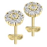 0.25 Carat (cttw) Round Lab Grown White Diamond Ladies Stud Earrings 1/4 CT 14K Yellow Gold