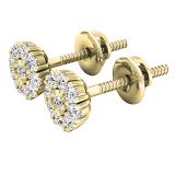 0.25 Carat (cttw) Round Lab Grown White Diamond Ladies Stud Earrings 1/4 CT 14K Yellow Gold