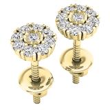 0.25 Carat (cttw) Round Lab Grown White Diamond Ladies Stud Earrings 1/4 CT 14K Yellow Gold