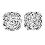 0.40 Carat (cttw) Round Lab Grown White Diamond Ladies Beaded Circle Stud Earrings 10K White Gold