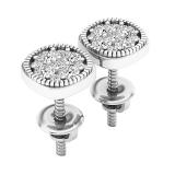 0.40 Carat (cttw) Round Lab Grown White Diamond Ladies Beaded Circle Stud Earrings 10K White Gold