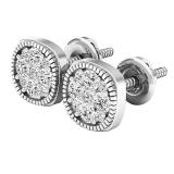 0.40 Carat (cttw) Round Lab Grown White Diamond Ladies Beaded Circle Stud Earrings 10K White Gold