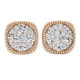 0.40 Carat (cttw) Round Lab Grown White Diamond Ladies Beaded Circle Stud Earrings 18K Rose Gold