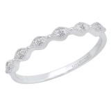 0.08 Carat (cttw) Round Lab Grown White Diamond Ladies Wedding Stackable Band Ring 10K White Gold