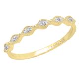 0.08 Carat (cttw) Round Lab Grown White Diamond Ladies Wedding Stackable Band Ring 10K Yellow Gold