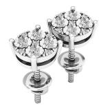 0.15 Carat (cttw) Round Lab Grown White Diamond Ladies Cluster Style Stud Earrings 10K White Gold
