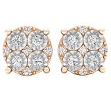 0.15 Carat (cttw) Round Lab Grown White Diamond Ladies Cluster Style Stud Earrings 18K Rose Gold