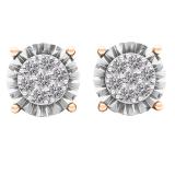 0.40 Carat (cttw) Round Lab Grown Diamond Ladies Illusion Cluster Stud Earrings 10K Rose Gold