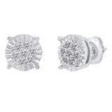 0.40 Carat (cttw) Round Lab Grown Diamond Ladies Illusion Cluster Stud Earrings 10K White Gold
