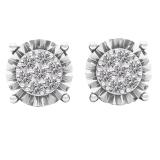0.40 Carat (cttw) Round Lab Grown Diamond Ladies Illusion Cluster Stud Earrings 10K White Gold