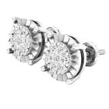 0.40 Carat (cttw) Round Lab Grown Diamond Ladies Illusion Cluster Stud Earrings 10K White Gold