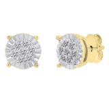 0.40 Carat (cttw) Round Lab Grown Diamond Ladies Illusion Cluster Stud Earrings 10K Yellow Gold