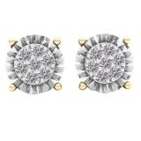 0.40 Carat (cttw) Round Lab Grown Diamond Ladies Illusion Cluster Stud Earrings 10K Yellow Gold