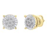 0.40 Carat (cttw) Round Lab Grown Diamond Ladies Illusion Cluster Stud Earrings 10K Yellow Gold