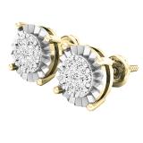 0.40 Carat (cttw) Round Lab Grown Diamond Ladies Illusion Cluster Stud Earrings 10K Yellow Gold