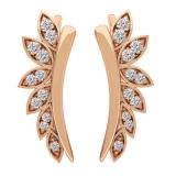 0.15 Carat (cttw) Round Lab Grown White Diamond Ladies Leaf Shaped Climber Earrings 10K Rose Gold