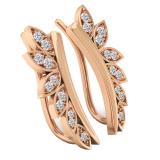 0.15 Carat (cttw) Round Lab Grown White Diamond Ladies Leaf Shaped Climber Earrings 10K Rose Gold