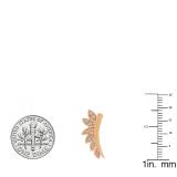 0.15 Carat (cttw) Round Lab Grown White Diamond Ladies Leaf Shaped Climber Earrings 10K Rose Gold