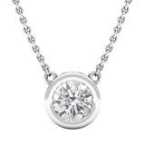 1.00 Carat (cttw) Round Lab Grown Diamond Ladies Solitaire Pendant 1 CT 10K White Gold