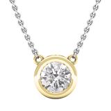 1.00 Carat (cttw) Round Lab Grown Diamond Ladies Solitaire Pendant 1 CT 10K Yellow Gold