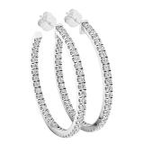 0.85 Carat (cttw) Round Lab Grown Diamond Ladies In and Out Huggies Hoop Earrings 10K Rose Gold