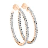 0.85 Carat (cttw) Round Lab Grown Diamond Ladies In and Out Huggies Hoop Earrings 18K Rose Gold