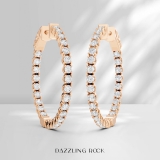 2.13 Carat (cttw) 10K Rose Gold Round Lab Grown White Diamond Ladies Hoop Earrings