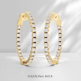 2.13 Carat (cttw) 14K Yellow Gold Round Lab Grown White Diamond Ladies Hoop Earrings