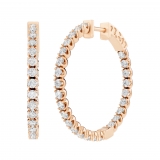 2.13 Carat (cttw) 18K Rose Gold Round Lab Grown White Diamond Ladies Hoop Earrings