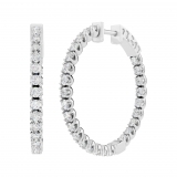 2.13 Carat (cttw) 18K White Gold Round Lab Grown White Diamond Ladies Hoop Earrings
