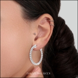 2.13 Carat (cttw) 18K White Gold Round Lab Grown White Diamond Ladies Hoop Earrings