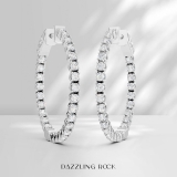 2.13 Carat (cttw) 18K White Gold Round Lab Grown White Diamond Ladies Hoop Earrings