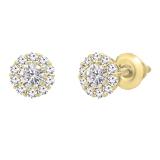 0.40 Carat (cttw) Round Lab Grown Diamond Ladies Flower Cluster Stud Earring 14K Yellow Gold