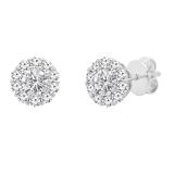 0.40 Carat (cttw) Round Lab Grown Diamond Ladies Flower Cluster Stud Earring 18K White Gold