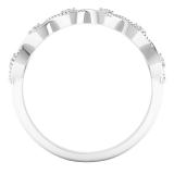 0.05 Carat (cttw) Round Lab Grown Diamond Ladies Twisted Wedding Stackable Band 10K White Gold