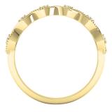0.05 Carat (cttw) Round Lab Grown Diamond Ladies Twisted Wedding Stackable Band 10K Yellow Gold