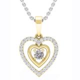 0.30 Carat (cttw) Round Lab Grown White Diamond Ladies Double Heart Pendant 1/3 CT 14K Yellow Gold