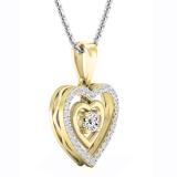0.30 Carat (cttw) Round Lab Grown White Diamond Ladies Double Heart Pendant 1/3 CT 14K Yellow Gold