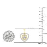 0.30 Carat (cttw) Round Lab Grown White Diamond Ladies Double Heart Pendant 1/3 CT 14K Yellow Gold