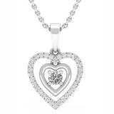 0.30 Carat (cttw) Round Lab Grown White Diamond Ladies Double Heart Pendant 1/3 CT 18K White Gold