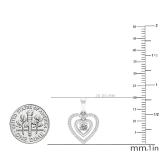 0.30 Carat (cttw) Round Lab Grown White Diamond Ladies Double Heart Pendant 1/3 CT 18K White Gold